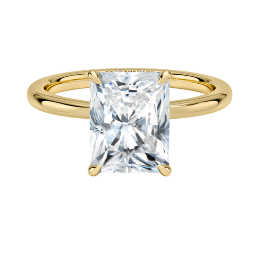 1 TO 5 CT Lab Grown Radiant Cut Hidden Heart Diamond Solitaire Ring with Diamond-Accented Gallery in 10K/14K/18K Gold |Pooja Diamond | IGI Certified Lab Diamond