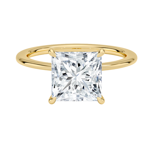 1 TO 5 CT Lab Grown Princess Cut Petite Secret Halo Diamond Ring in 10K/14K/18K Gold with Hidden Accent Detail |IGI Certified Lab Diamond