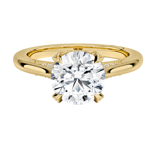 1 To 5 Ct Simply Tacori Lab Grown Round Cut Diamond Ring in 10K/14K/18K Gold with Diamond Drape Gallery | Pooja Diamond  | IGI Certified Lab Diamond
