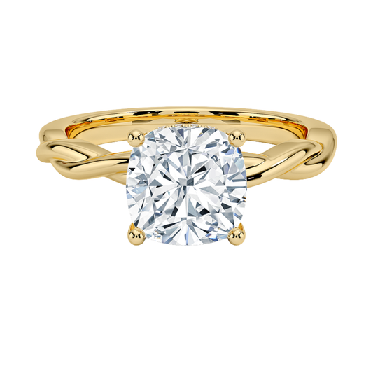 1 To 5 Ct Twisted Vine Hidden Halo Cushion Cut Lab Grown Diamond Ring | Pooja Diamond | IGI Certified Lab Diamond