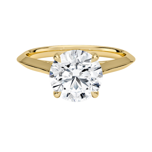 1 TO 5 CT Classic Round Shape Lab Grown Diamond Piper Knife Edge Solitaire Ring – 10K/14K/18K Gold | Pooja Diamond | IGI Certified Lab Diamond