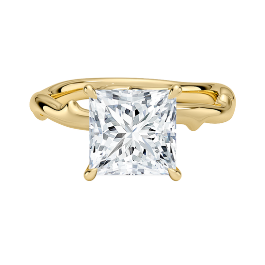 1 TO 5 CT Luxury Lab Grown Princess Cut Rose Thorn Hidden Accent Diamond Ring with Pave Basket in 10K/14K/18K Gold | Pooja Diamond | IGI Certified Lab Diamond