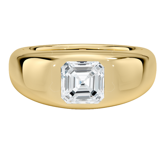 1 To 5 Ct Sloane Flush Set Asscher Cut Lab Grown Diamond Dome Ring – Bold 10K/14K/18K Gold Solitaire | Pooja Diamond  | IGI Certified Lab Diamond