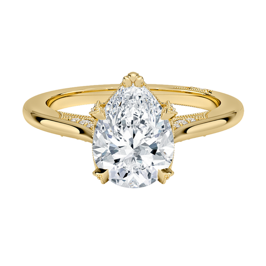 1 To 5 Ct Simply Tacori Lab Grown Pear Cut Diamond Ring in 10K/14K/18K Gold with Diamond Drape Gallery | Pooja Diamond  | IGI Certified Lab Diamond