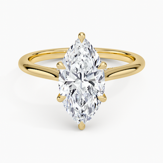 1 TO 5 CT Lab Grown Marquise Cut Diamond Ring in 10K/14K/18K Gold with Hidden Halo | Luxury Solitaire – Pooja Diamond | IGI Certified Lab Diamond