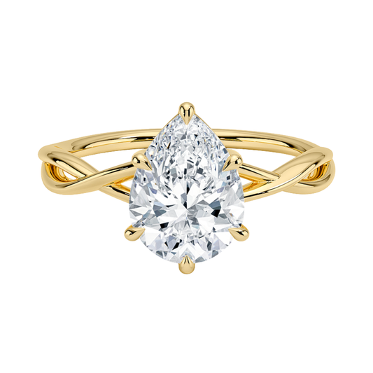 1 TO 5 CT Lab Grown Pear Cut Diamond Engagement Ring in 10K/14K/18K Gold | Twisted Shank Solitaire | Pooja Diamonds|IGI Certified Lab Diamond