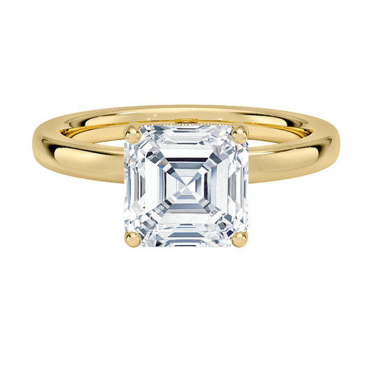 1 To 5 Ct Sydney Perfect Fit Hidden Halo 2mm Asscher Cut Lab Grown Diamond Solitaire Ring | Pooja Diamond | IGI Certified Lab Diamond