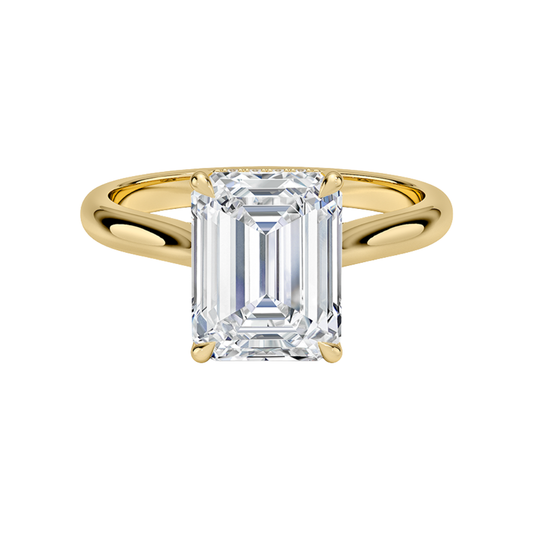 1 TO 5 CT Lab Grown Emerald Cut Diamond Solitaire Ring in 10K/14K/18K Gold with Hidden Halo | Luxury Engagement Ring – Pooja Diamond |IGI Certified Lab Diamond