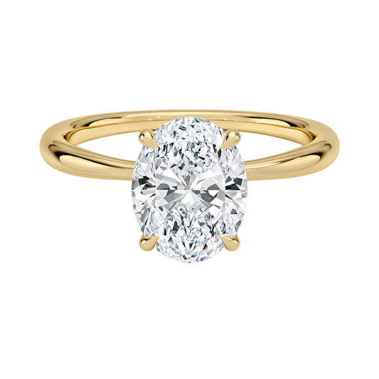 1 TO 5 CT Lab Grown Oval Cut Diamond Freesia 2mm Solitaire Ring in 10K/14K/18K Gold | Minimalist Twisted Prong Design | IGI Certified Lab Diamond