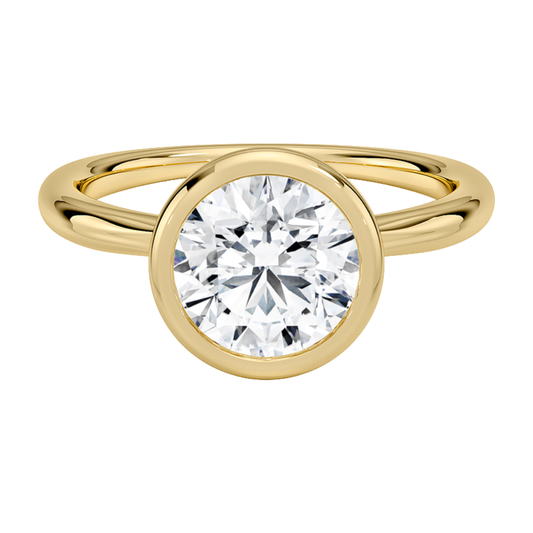 1 TO 5 CT Lab Grown Round Cut Diamond Freesia Bezel Solitaire Ring in 10K/14K/18K Gold | Modern Twisted Cathedral Setting | IGI Certified Lab Diamond