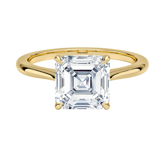 1 TO 5 CT Classic Asscher Cut Lab Grown Diamond Elle Solitaire Ring in 10K/14K/18K Gold | Pooja Diamond | IGI Certified Lab Diamond