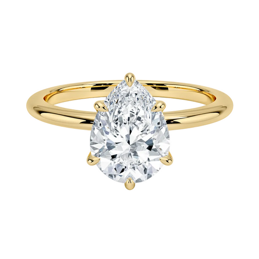 1  TO 5 CT Lab Grown Pear Cut Esme Hidden Halo Diamond Ring with Hidden Accents in 10K/14K/18K Gold | Pooja Diamond | IGI Certified Lab Diamond