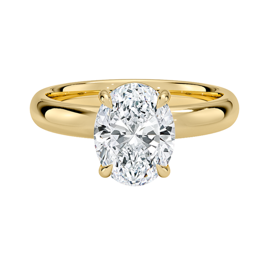 1 TO 5 CT Lab Grown Oval Cut Audrey Perfect FIt 3mm Solitaire Ring in 10K/14K/18K Gold | Cathedral Setting |IGI Certified Lab Diamond