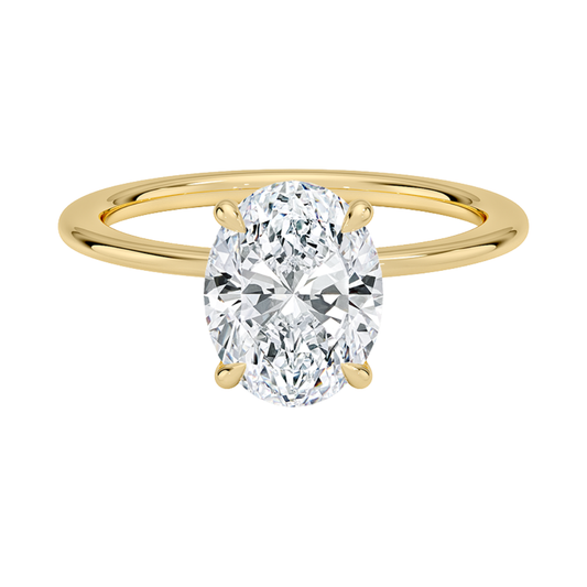 1 TO 5 CT Lab Grown Oval Cut Petite Secret Halo Diamond Ring in 10K/14K/18K Gold with Hidden Accent Detail |IGI Certified Lab Diamond