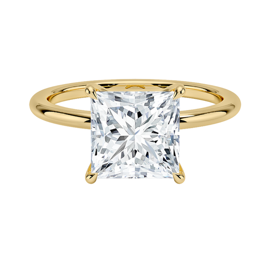 1 TO 5 CT Lab Grown Princess Cut Diamond Fairmined 1.5mm Comfort Fit Solitaire Ring in 10K/14K/18K Gold | Elegant Four-Prong Setting | IGI Certified Lab Diamond