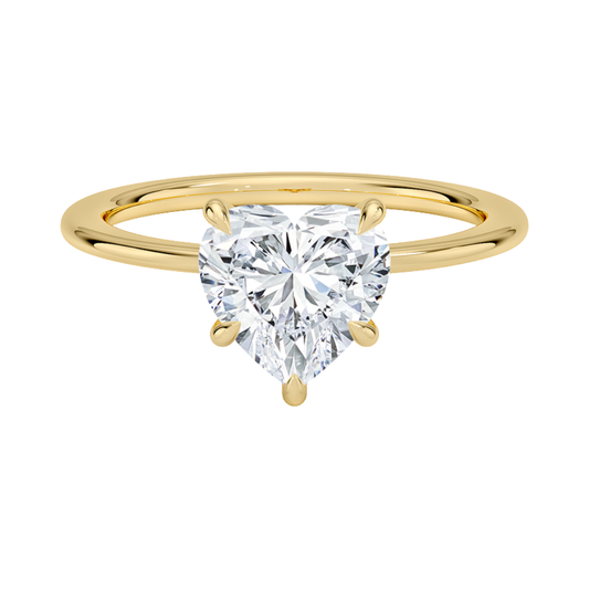 1 TO 5 CT Lab Grown Heart Cut Petite Secret Halo Diamond Ring in 10K/14K/18K Gold with Hidden Accent Detail |IGI Certified Lab Diamond