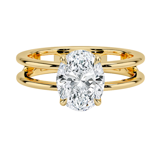1 TO 5 CT Lab Grown Oval Cut Diamond Split Shank Ring in 10K/14K/18K Gold | Pooja Diamonds |IGI Certified Lab Diamond