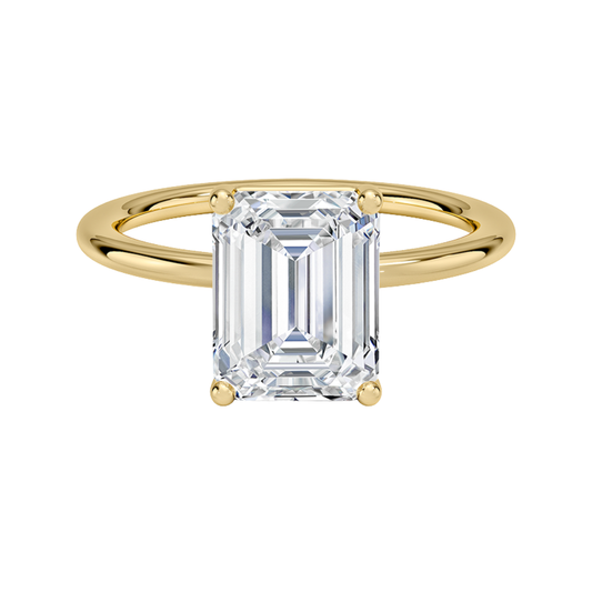 1 TO 5 CT Lab Grown Emerald Cut Solitaire Diamond Ring in 10K/14K/18K Gold – Classic Basket Setting | Pooja Diamond | IGI Certified Lab Diamond