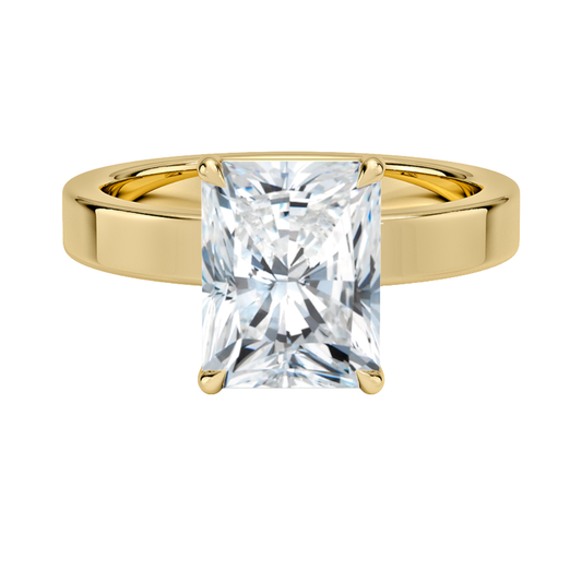 1 TO 5 CT Lab Grown Radiant Cut Diamond Peyton 3mm Solitaire Ring in 10K/14K/18K Gold – Classic Flat Band Design | IGI Certified Lab Diamond