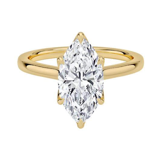 1 TO 5 CT Designer Marquise Cut Lab Grown Diamond Elodie Cathedral Solitaire Ring in 10K/14K/18K Gold | Pooja Diamond | IGI Certified Lab Diamond