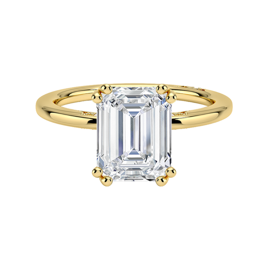 1 To 5 Ct Simply Tacori Delicate Drape Lab Grown Emerald Cut Diamond Ring in 10K/14K/18K Gold | Pooja Diamond | IGI Certified Lab Diamond