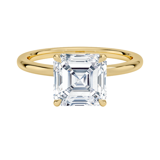 1 TO 5 CT Lab Grown Asscher Cut Petal 1.5mm Diamond Ring in 10K/14K/18K Gold with Hidden Halo Gallery | Pooja Diamond | IGI Certified Lab Diamond