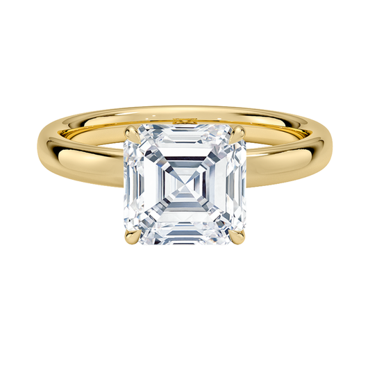 1 TO 5 CT Premium Asscher Cut Lab Grown Diamond Elodie 2.5mm Solitaire Ring in 10K/14K/18K Gold | Pooja Diamond | IGI Certified Lab Diamond