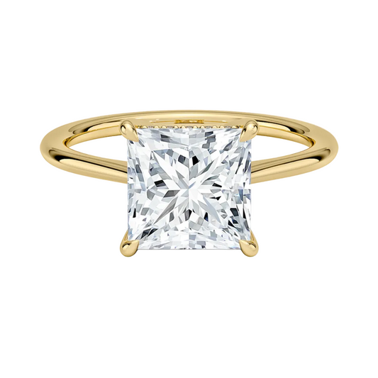 1 TO 5 CT Luxury Princess Cut Lab Grown Diamond Ring with Elle Hidden Halo in 10K/14K/18K Gold | Pooja Diamond | IGI Certified Lab Diamond
