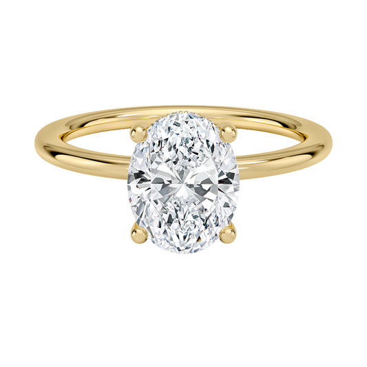 1 TO 5 CT Lab Grown Oval Cut Gwen Perfect Fit Diamond Ring with Hidden Halo in 10K/14K/18K Gold | Pooja Diamond | IGI  Certified Lab Diamond