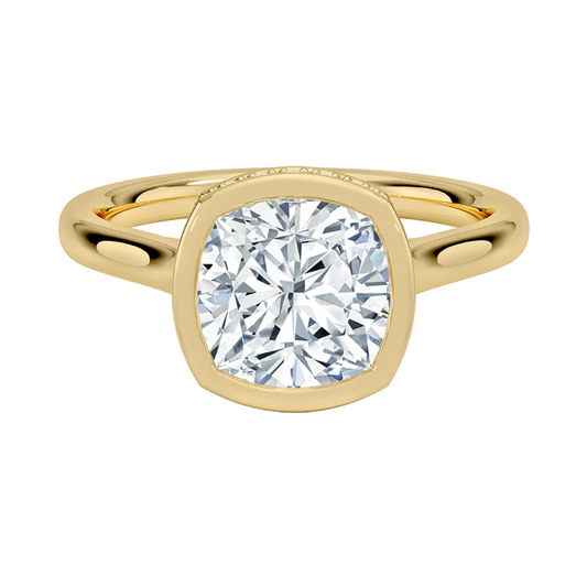 1 TO 5 CT Lab Grown Cushion Cut Diamond Ring with Hidden Pavé Gallery in 10K/14K/18K Gold | Pooja Diamond | IGI Certified Lab Diamond