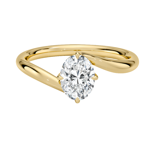 1 TO 5 CT Lab Grown Oval Cut Diamond Atelier Solitaire Ring in 10K/14K/18K Gold | Twisted Band Engagement Ring | IGI Certified Lab Diamond