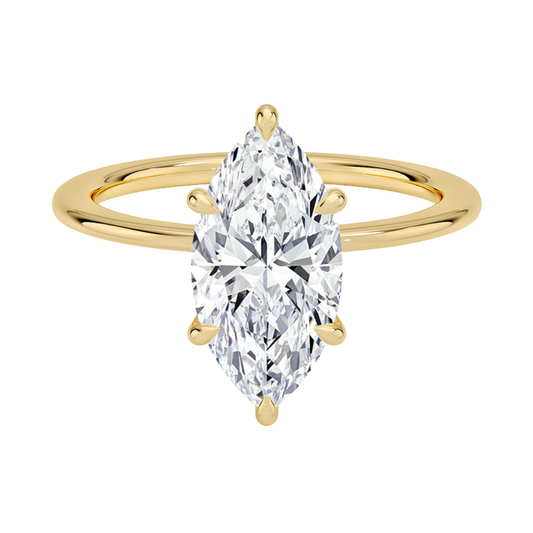 1 TO 5 CT Lab Grown Marquise Cut Petite Secret Halo Diamond Ring in 10K/14K/18K Gold with Hidden Accent Detail |IGI Certified Lab Diamond