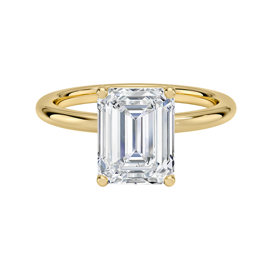 1 To 5 Ct Sydney Perfect Fit 2mm Emerald Cut Lab Grown Diamond Solitaire Ring in 10K/14K/18K Gold | Pooja Diamond | IGI Certified Lab Diamond
