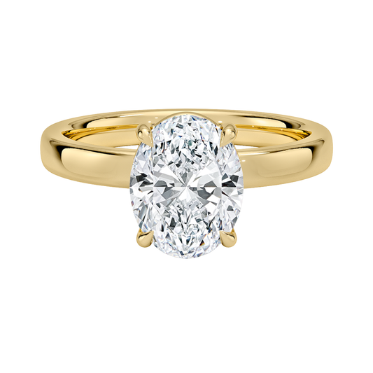 1 TO 5 CT Lab Grown Oval Cut Diamond Fairmined Perfect Fit Solitaire 2.5mm Ring in 10K/14K/18K Gold | Classic Four-Prong Setting | IGI Certified Lab Diamond