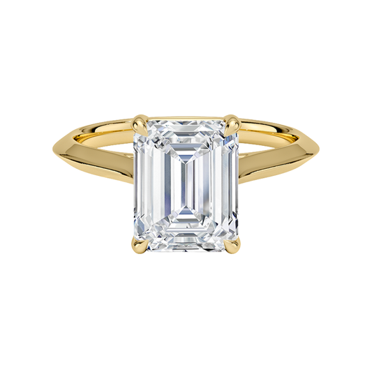 1 TO 5 CT Classic Emerald Shape Lab Grown Diamond Piper Knife Edge Solitaire Ring – 10K/14K/18K Gold | Pooja Diamond | IGI Certified Lab Diamond