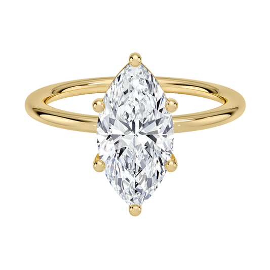1 TO 5 CT Lab Grown Marquise Cut Solitaire Diamond Ring in 10K/14K/18K Gold – Classic Basket Setting | Pooja Diamond | IGI Certified Lab Diamond