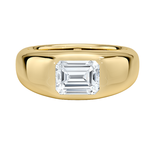 1 To 5 Ct Sloane Flush Set Emerald Cut Lab Grown Diamond Dome Ring – Bold 10K/14K/18K Gold Solitaire | Pooja Diamond  | IGI Certified Lab Diamond