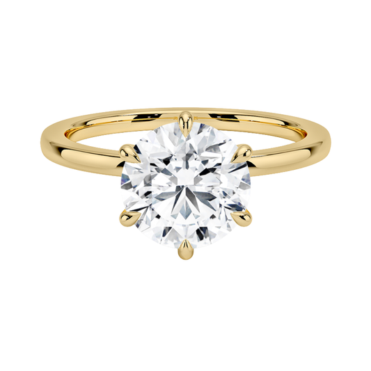 1 To 5 Ct Lab Grown Round Cut Secret Halo Six-Prong Diamond Ring with Hidden Halo in 10K/14K/18K Gold | Pooja Diamond | IGI Certified Lab Diamond