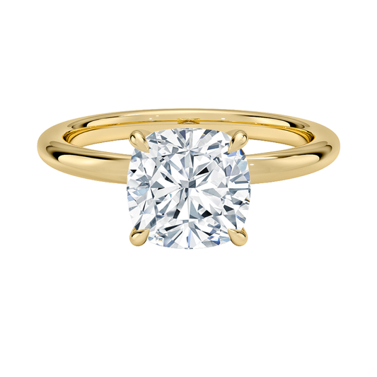1 To 5 CT Lab Grown Cushion Cut Diamond Manon Solitaire Ring in 10K/14K/18K Gold | Pooja Diamond | IGI Certified Lab Diamond