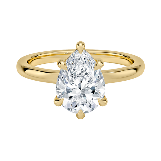 1 TO 5 CT Lab Grown Pear Cut Diamond Alice Solitaire Ring in 10K/14K/18K Gold | Modern Bezel Setting | Pooja Diamonds| IGI Certified Lab Diamond