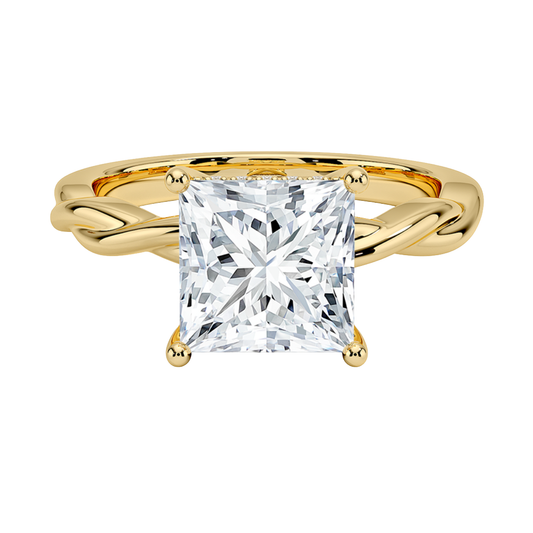 1 To 5 Ct Twisted Vine Hidden Halo Princess Cut Lab Grown Diamond Ring | Pooja Diamond | IGI Certified Lab Diamond