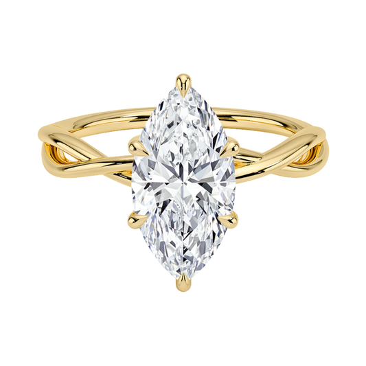 1 TO 5 CT Lab Grown Marquise Cut Diamond Engagement Ring in 10K/14K/18K Gold | Twisted Shank Solitaire | Pooja Diamonds|IGI Certified Lab Diamond