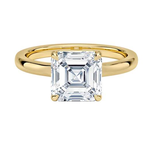 1 TO 5 CT Lab Grown Asscher Cut Diamond Alice Solitaire Ring in 10K/14K/18K Gold | Modern Bezel Setting | Pooja Diamonds| IGI Certified Lab Diamond