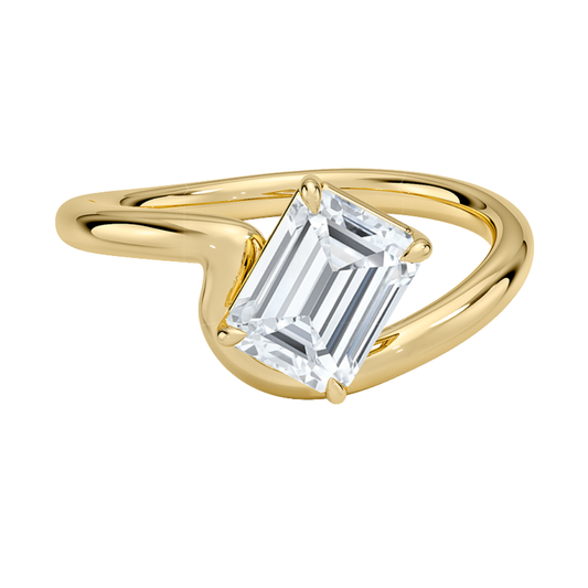 1 TO 5 CT Lab Grown Emerald Cut Diamond Aire Solitaire Ring in 10K/14K/18K Gold | Pooja Diamonds|IGI Certified Lab Diamond