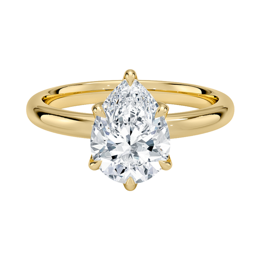 1 TO 5 CT Lab Grown Pear Cut Diamond Esme 2.5mm Solitaire Ring in 10K/14K/18K Gold | Elegant Cathedral Setting – Pooja Diamond | IGI Certified Lab Diamond