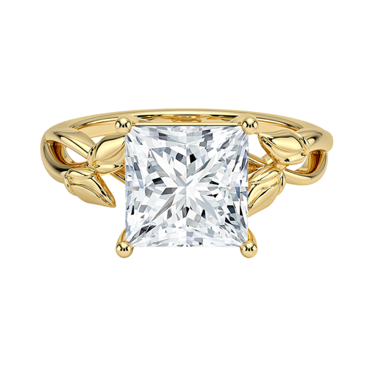 1 TO 5 CT Lab Grown Princess Cut Diamond Ring in 10K/14K/18K Gold | Twisted Split Shank Solitaire | IGI Certified Lab Diamond