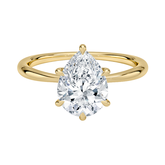 1 TO 5 CT Lab Grown Pear Cut Diamond Freesia 2mm Solitaire Ring in 10K/14K/18K Gold | Minimalist Twisted Prong Design | IGI Certified Lab Diamond
