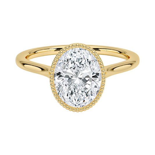 1 TO 5 CT Lab Grown Oval Cut Diamond Margot Bezel Set Ring in 10K/14K/18K Gold | Pooja Diamond | IGI Certified Lab Diamond