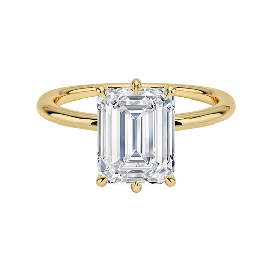1 TO 5 CT Lab Grown Emerald Cut Diamond Freesia Six-Prong Solitaire Ring in 10K/14K/18K Gold | Pooja Diamond | IGI Certified Lab Diamond