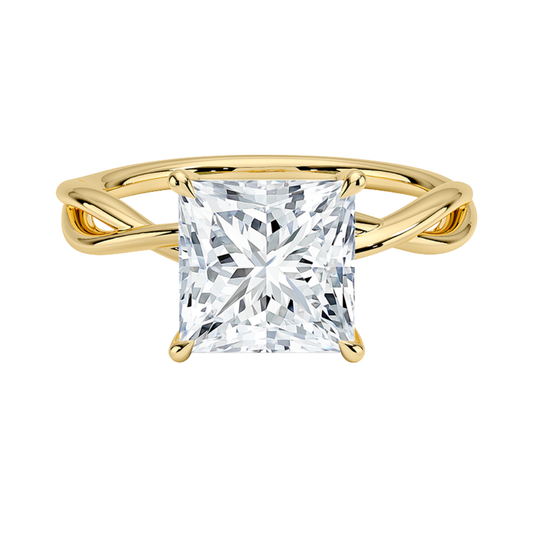 1 TO 5 CT Lab Grown Princess Cut Diamond Engagement Ring in 10K/14K/18K Gold | Twisted Shank Solitaire | Pooja Diamonds|IGI Certified Lab Diamond